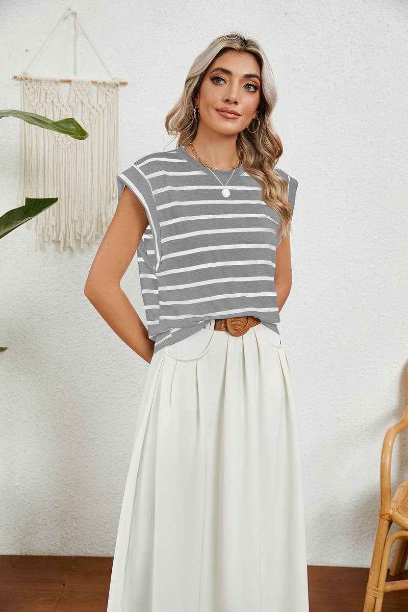 NINEXIS - CWTBLS0865_ROUND NECK STRIPED RAGLAN SLEEVE T-SHIR: NAVY / (XXL) 1