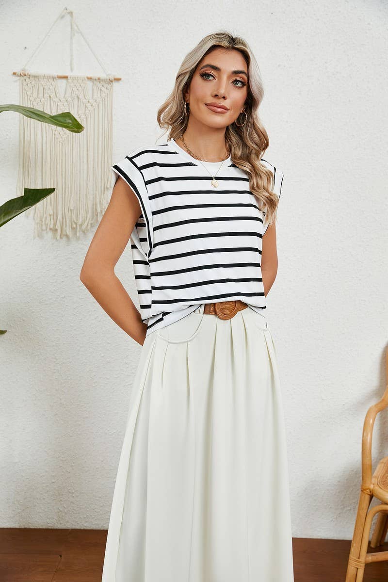 NINEXIS - CWTBLS0865_ROUND NECK STRIPED RAGLAN SLEEVE T-SHIR: NAVY / (XXL) 1