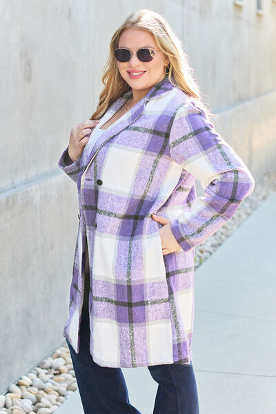 Shiloh Plaid Button Up Lapel Collar Coat