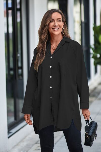 Oversized Oliva Button Up Long Sleeve Shirt