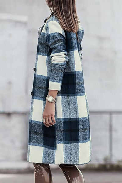 Shiloh Plaid Button Up Lapel Collar Coat