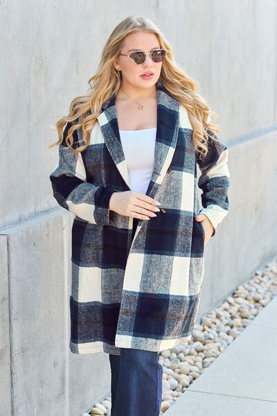 Shiloh Plaid Button Up Lapel Collar Coat