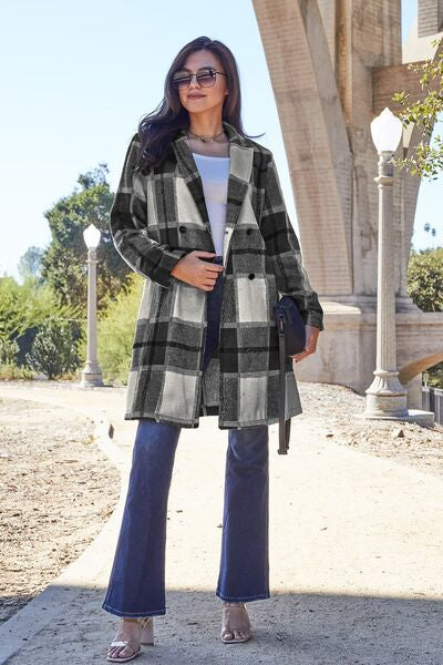 Shiloh Plaid Button Up Lapel Collar Coat
