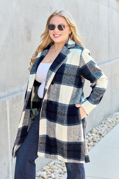 Shiloh Plaid Button Up Lapel Collar Coat