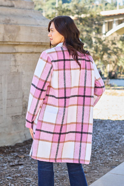 Shiloh Plaid Button Up Lapel Collar Coat