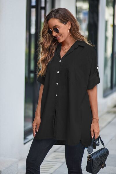 Oversized Oliva Button Up Long Sleeve Shirt