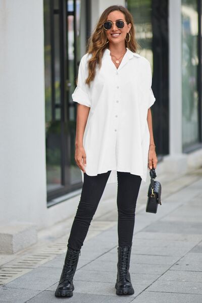 Oversized Oliva Button Up Long Sleeve Shirt