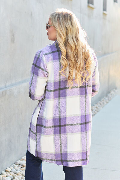Shiloh Plaid Button Up Lapel Collar Coat