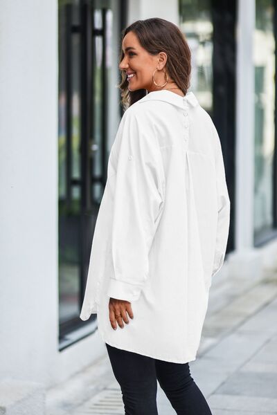 Oversized Oliva Button Up Long Sleeve Shirt