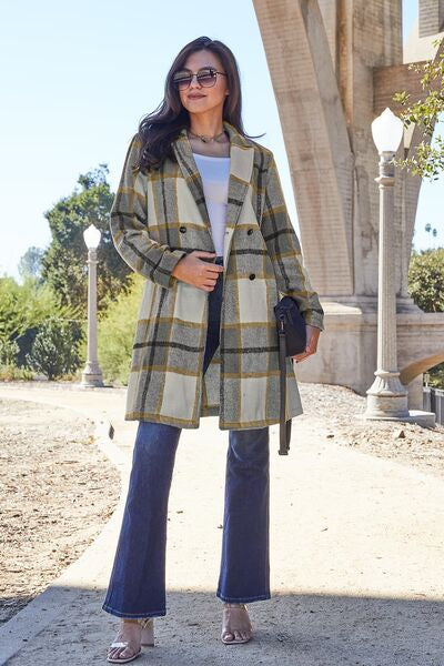 Shiloh Plaid Button Up Lapel Collar Coat