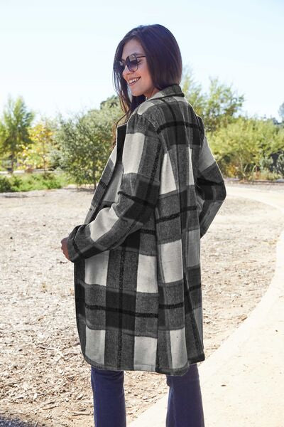 Shiloh Plaid Button Up Lapel Collar Coat