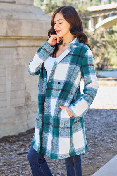 Shiloh Plaid Button Up Lapel Collar Coat