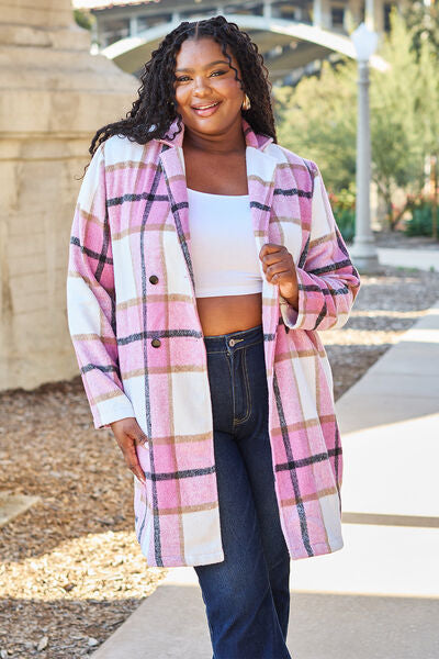 Shiloh Plaid Button Up Lapel Collar Coat