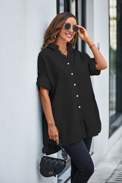 Oversized Oliva Button Up Long Sleeve Shirt