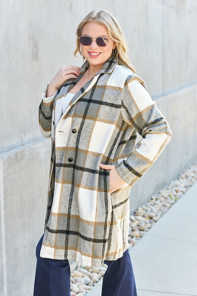 Shiloh Plaid Button Up Lapel Collar Coat