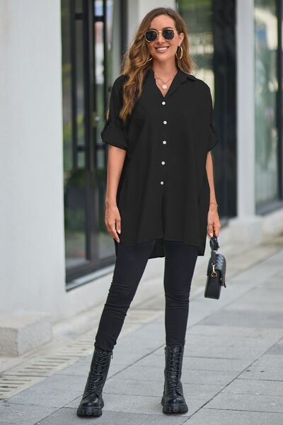Oversized Oliva Button Up Long Sleeve Shirt