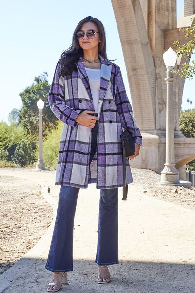Shiloh Plaid Button Up Lapel Collar Coat
