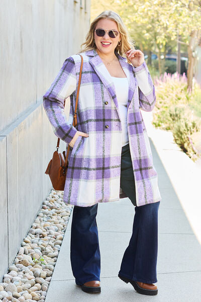 Shiloh Plaid Button Up Lapel Collar Coat