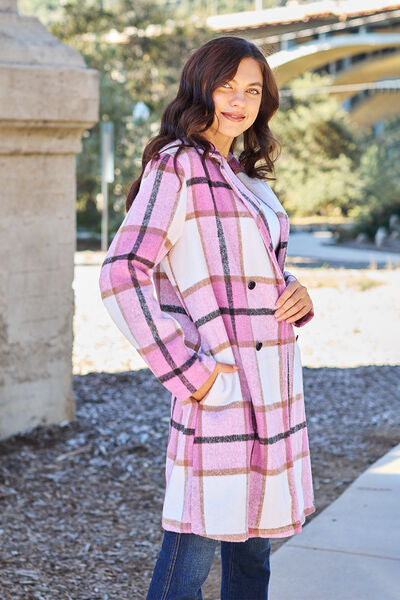 Shiloh Plaid Button Up Lapel Collar Coat