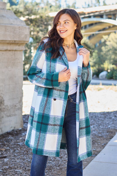Shiloh Plaid Button Up Lapel Collar Coat