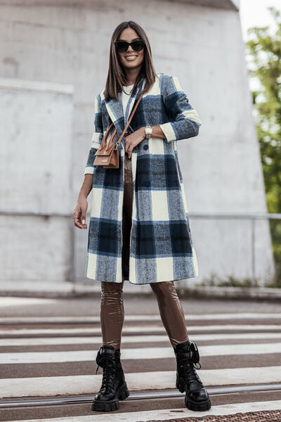 Shiloh Plaid Button Up Lapel Collar Coat