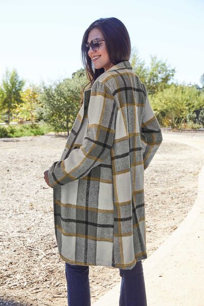 Shiloh Plaid Button Up Lapel Collar Coat