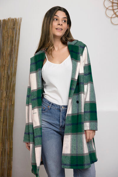 Shiloh Plaid Button Up Lapel Collar Coat