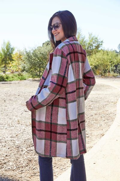 Shiloh Plaid Button Up Lapel Collar Coat