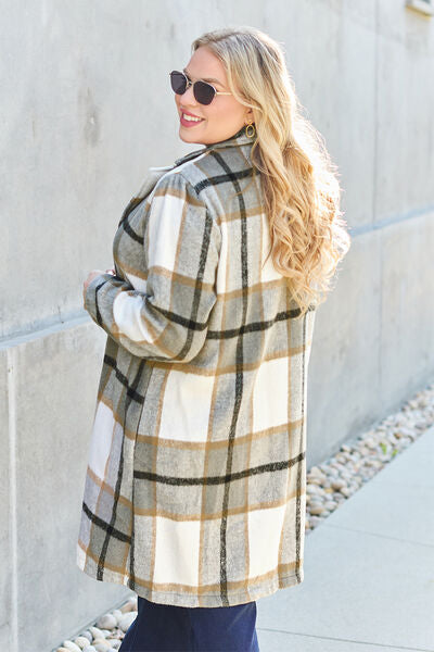 Shiloh Plaid Button Up Lapel Collar Coat