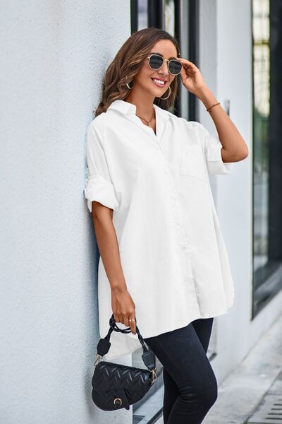 Oversized Oliva Button Up Long Sleeve Shirt