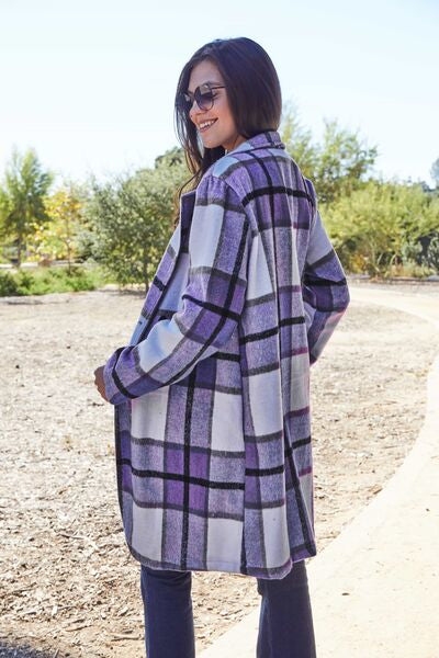 Shiloh Plaid Button Up Lapel Collar Coat