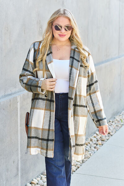 Shiloh Plaid Button Up Lapel Collar Coat