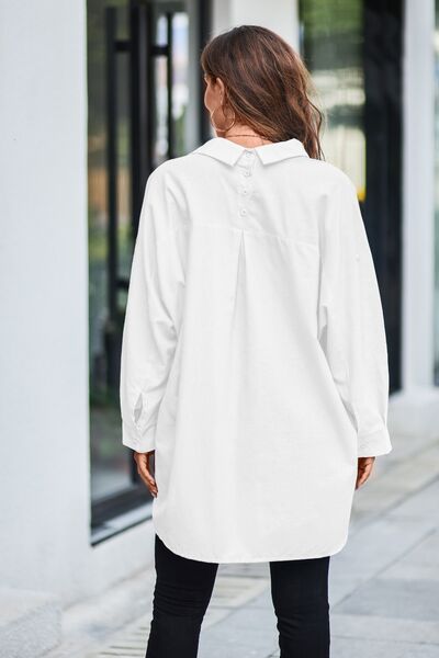Oversized Oliva Button Up Long Sleeve Shirt
