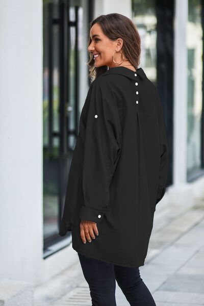 Oversized Oliva Button Up Long Sleeve Shirt
