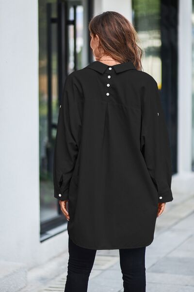 Oversized Oliva Button Up Long Sleeve Shirt