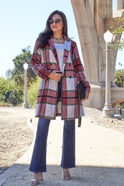 Shiloh Plaid Button Up Lapel Collar Coat