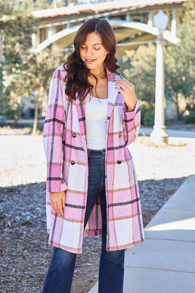 Shiloh Plaid Button Up Lapel Collar Coat